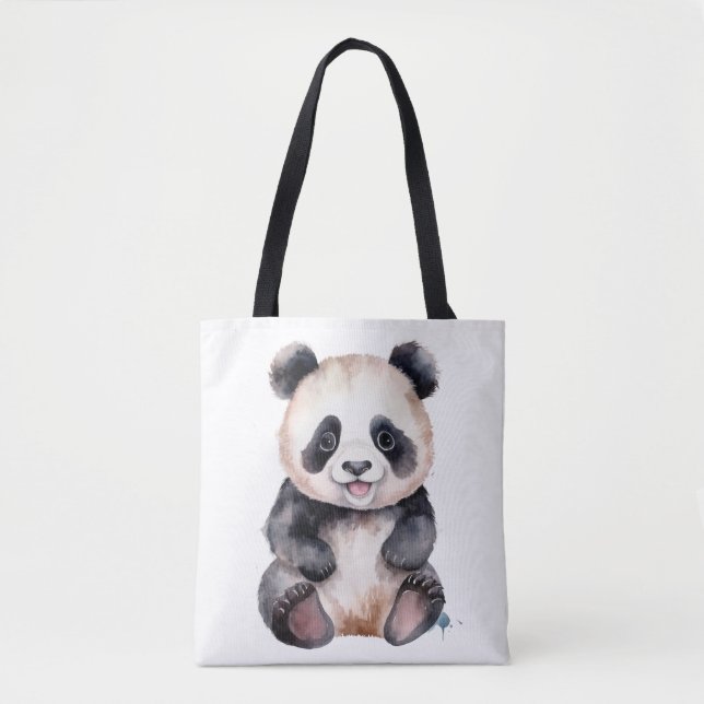 Tote Bag Couleur d'eau pour bébé panda (Devant)
