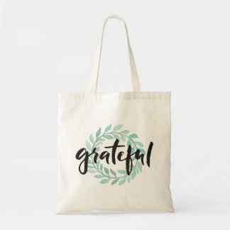 Tote Bag Couleur d'eau verte Gratte Wreath Automne Gratitud