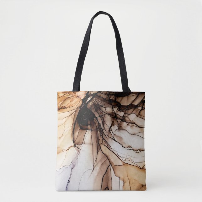 Tote Bag Couleur d'encre d'alcool. Texture de marbre gris f (Devant)