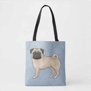 Tote Bag Couleur Faon Mignon Pug Balaye Dessin Animé Chien