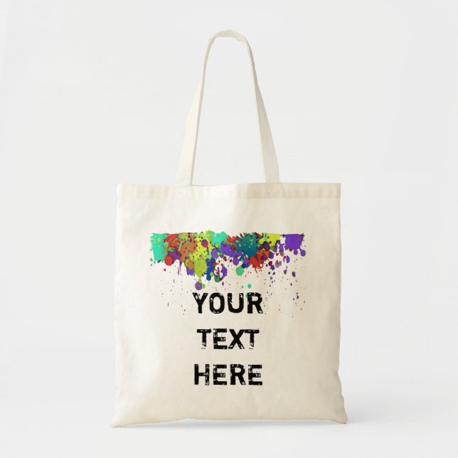 Tote Bag COULEUR FUNNY SPLASH I + votre backgr. & texte (Devant)