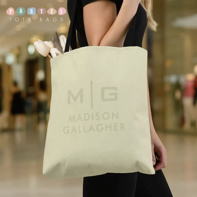Tote Bag Couleur Jaune Vert Citron Pastel Douce Lumière Dou (Solid Soft Light Pastel Lemon Green Yellow Color Tote Bag
)