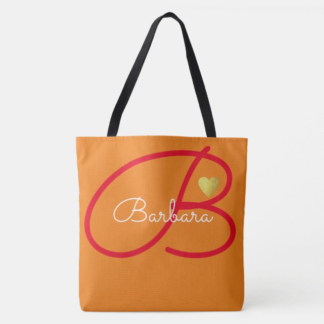 Tote Bag couleur orange d'amour monogramme (Devant)