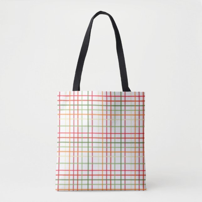 Tote Bag Couleur Plaid sur blanc (Devant)