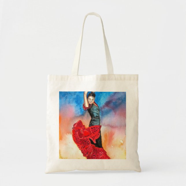 Tote Bag Couleur pour aquarelle de DANSEUR de FLAMENCO (Devant)