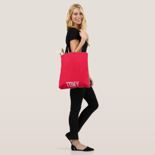Tote Bag Couleur rouge néon solide Nom personnalisé Monogra