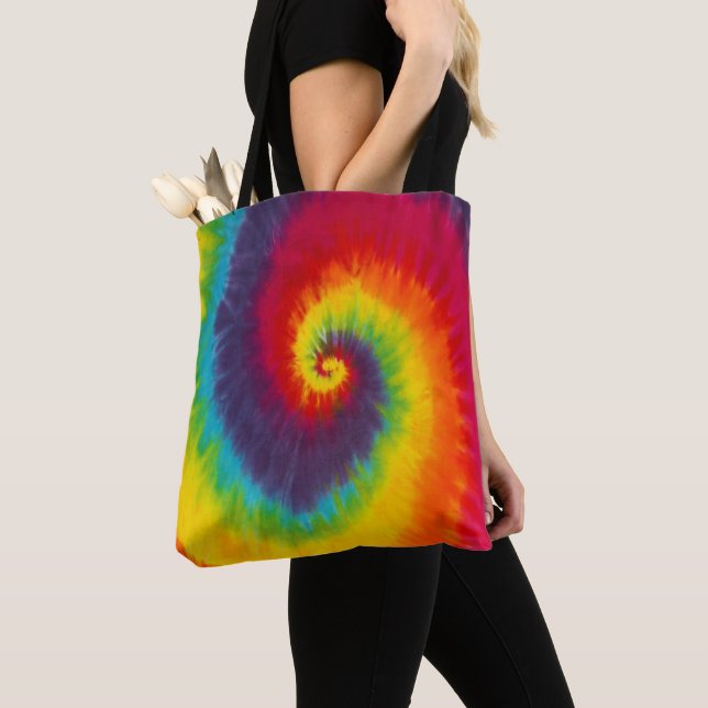 Tote Bag Couleur Super Cool Rainbow Swirl Tie (De près)