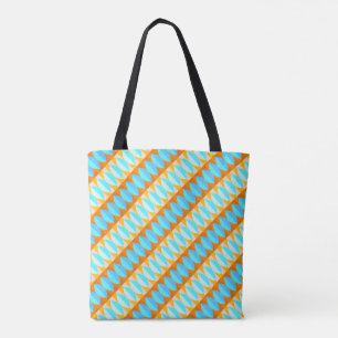 Tote Bag Couleur Turquoise Bleu Orange Jaune Motif