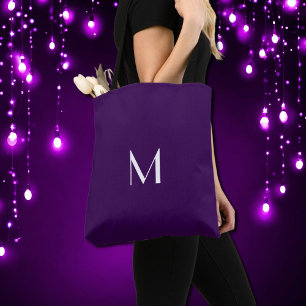 Tote Bag couleur violet foncé - ajouter monogramme