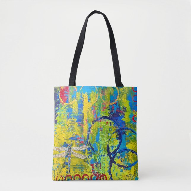 Tote Bag Couleurs Abstraites et libellules (Devant)