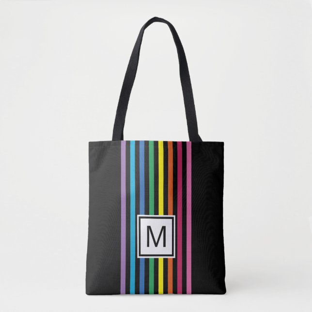 Tote Bag Couleurs arc-en-ciel simples personnalisées Motif (Devant)
