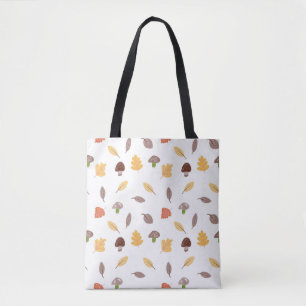 Tote Bag Couleurs d'automne avec Feuilles et champignons
