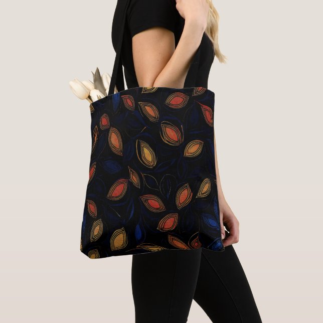 Tote Bag Couleurs d'automne Motif Abstrait (De près)