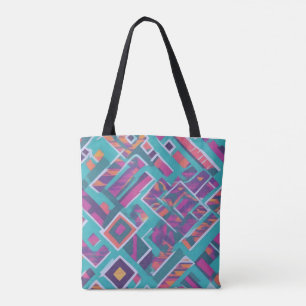 Tote Bag Couleurs de diagonale multiAbstraites turquoise