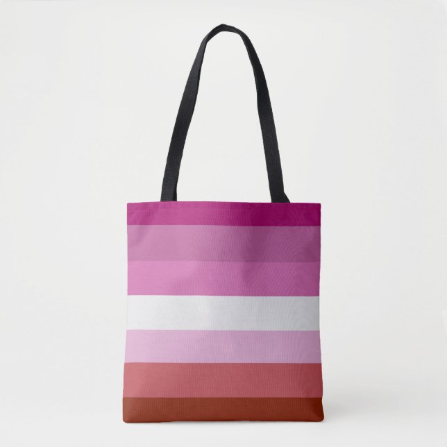 Tote Bag Couleurs de fierté lesbienne au rouge à lèvres - (Devant)