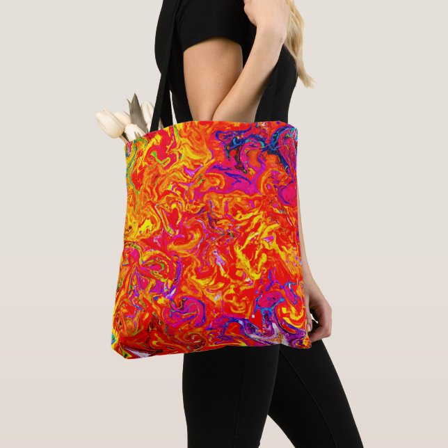 Tote Bag Couleurs de lave audacieuses Design abstrait (De près)