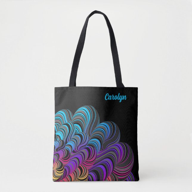 Tote Bag Couleurs de néon personnalisées sur noir (Devant)