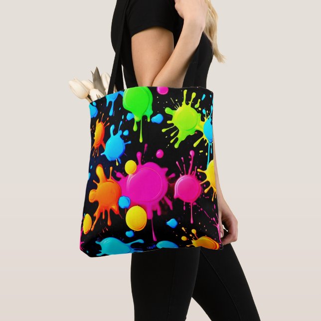 Tote Bag Couleurs de peinture brillantes et en gras (De près)