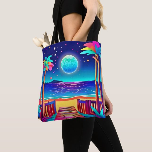 Tote Bag Couleurs de plage Lune (De près)