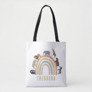 Tote Bag Couleurs de terre Aquarelle Arc-en-ciel Animaux de