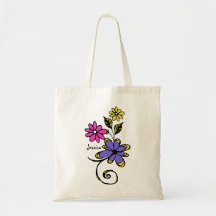 Tote Bag Couleurs d'été Fleurs d'art gribouillées