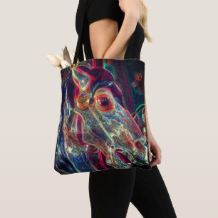 Tote Bag Couleurs Électriques Cheval de Carousel Fougueux A