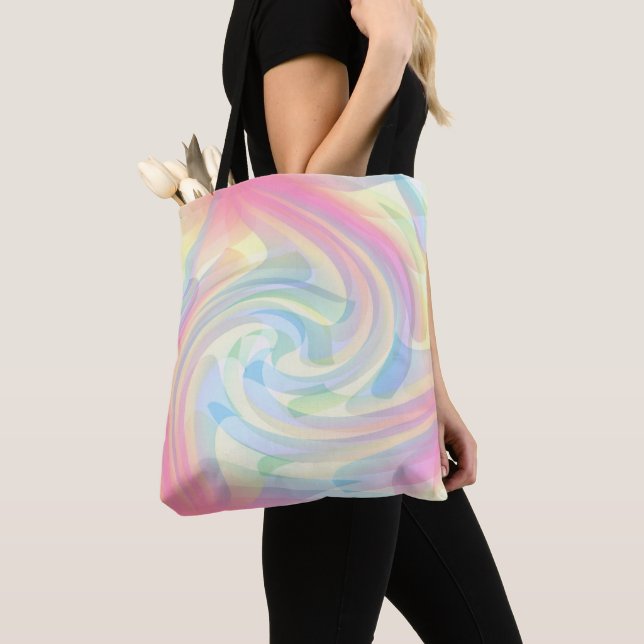 Tote Bag Couleurs Pastel Flower Elegant Tourbillonnant Abst (De près)