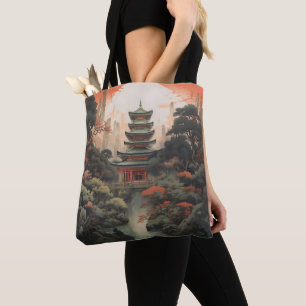 Tote Bag Couleurs Paysage Maison Asiatique
