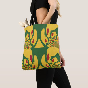 Tote Bag Couleurs Red Gold et Green Rasta Motif Art Design
