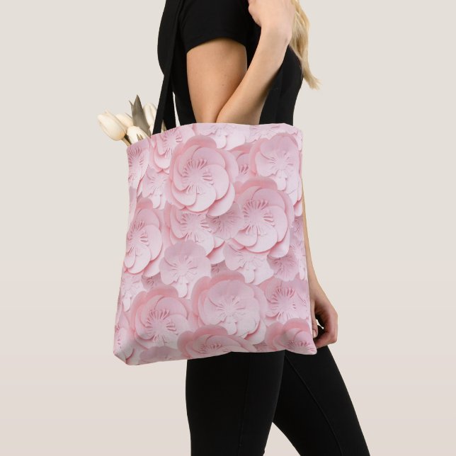 Tote Bag Couleurs Rose Fleurie Douce (De près)