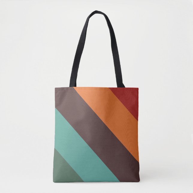 Tote Bag Couleurs Terre Lumineuses Large Bande Diagonale (Devant)