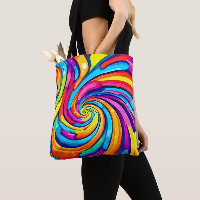 Tote Bag Couleurs torride, Spirale psychédélique, Chao colo (De près)