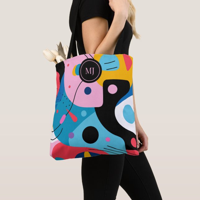 Tote Bag Couleurs vives formes géométriques modernes (De près)