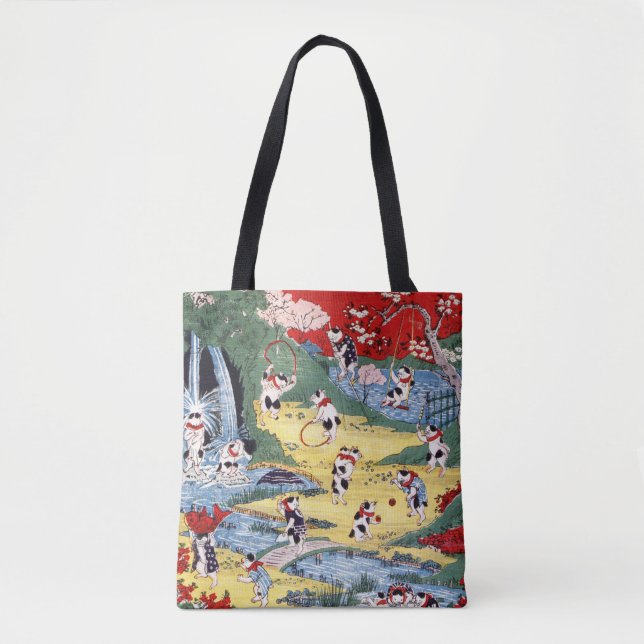 Tote Bag Country japonaise Cats, Utagawa Kunitoshi (Devant)