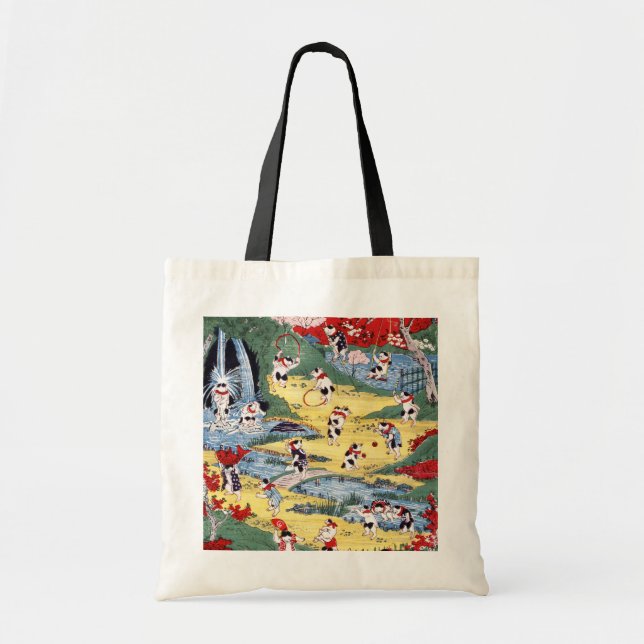 Tote Bag Country japonaise Cats, Utagawa Kunitoshi (Devant)