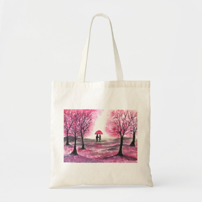 Tote Bag Couple d'amour de mariage rustique arbre de fleurs (Devant)