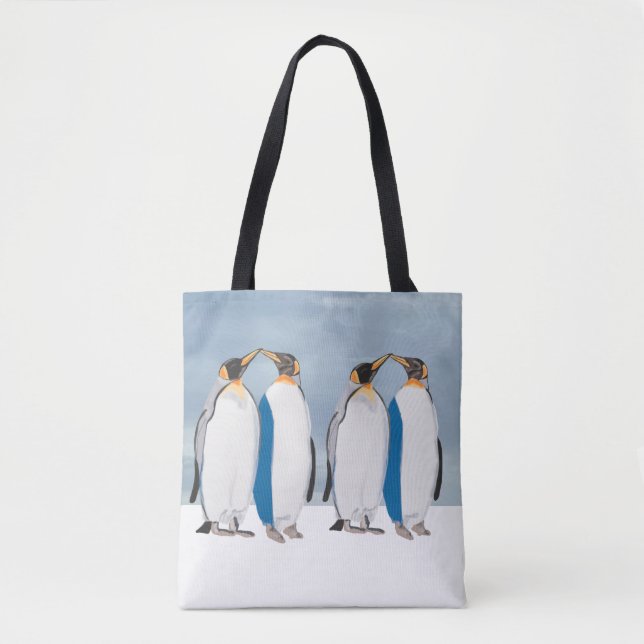 Tote Bag Couple de Manchots Royaux s'embrassant  (Devant)