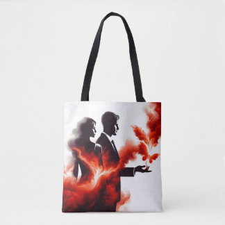 Tote Bag Couple de silhouette de passion ardente - Flamme s