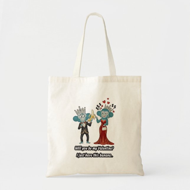 Tote Bag Couple de singes drôles pour la Saint-Valentin (Devant)