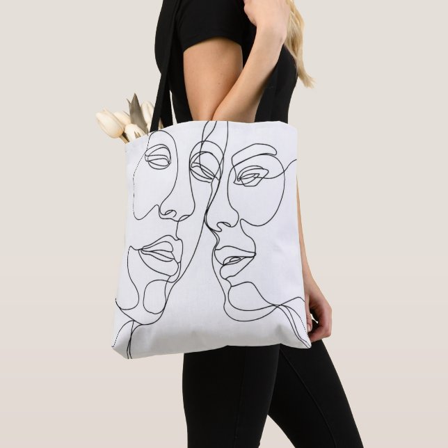 Tote Bag Couple Line Art (De près)