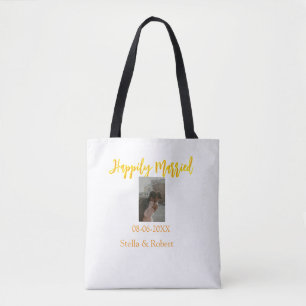 Tote Bag Couple marié heureux photo rétro jaune orange