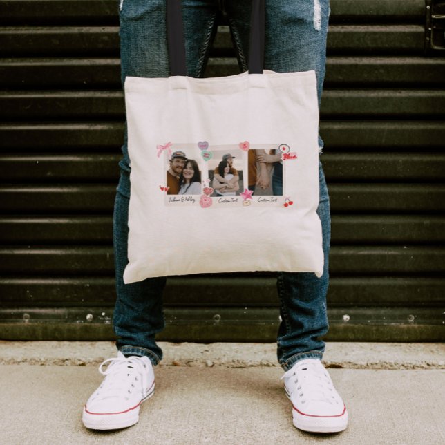 Tote Bag Couple personnalisé mignonne photos et cadeau text (Créateur téléchargé)
