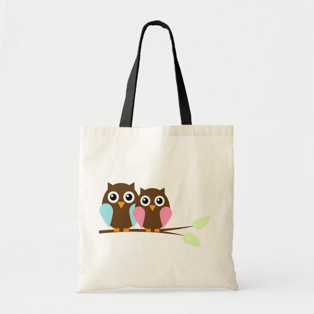 Tote Bag Couples de hibou sur une branche (Devant)