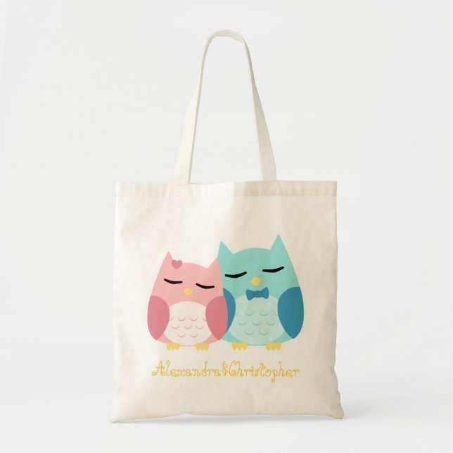 Tote Bag Couples mignons de hibou (Devant)