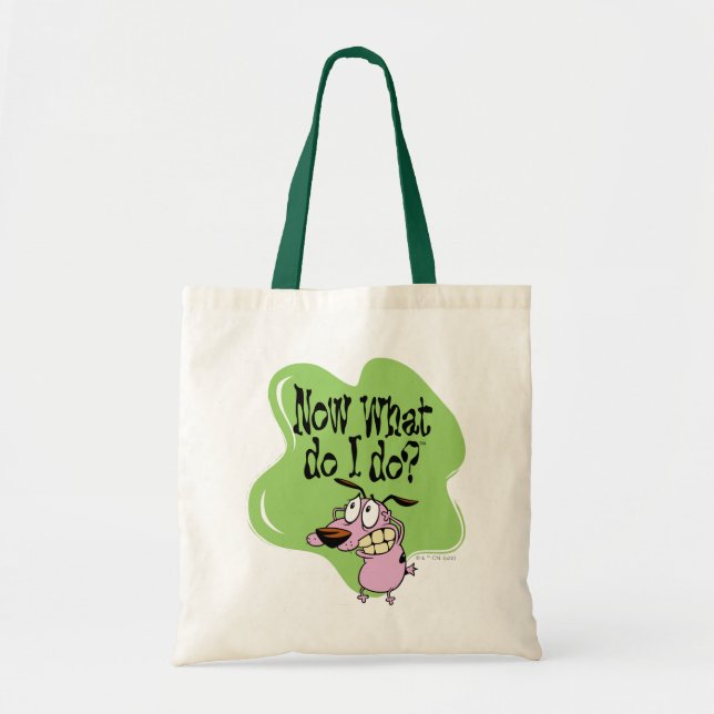 Tote Bag Courage du chien lâché | Maintenant Que dois-je fa (Devant)