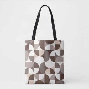 Tote Bag Courbes géométriques rétro Motif - Terra Brown
