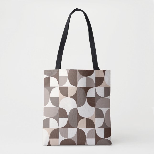 Tote Bag Courbes géométriques rétro Motif - Terra Brown (Devant)
