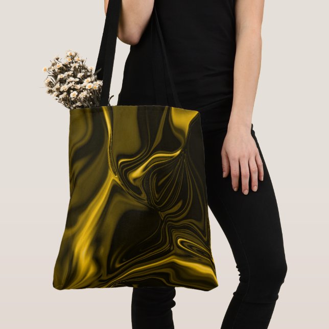Tote Bag Courbes or ou ondulations, jaune foncé ou foncé... (De près)