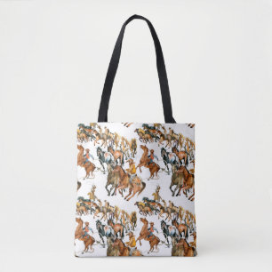 Tote Bag Courir des chevaux sans couture motif. Cowboy amér