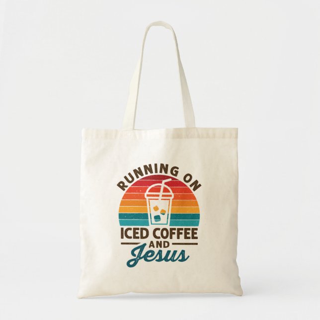Tote Bag Courir sur le café glacé et Jesus Retro (Devant)